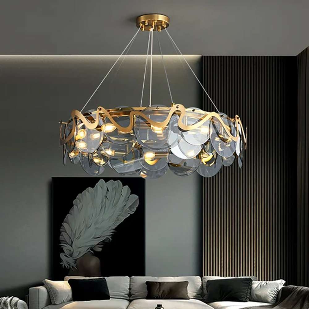 smoky gray glass chandelier