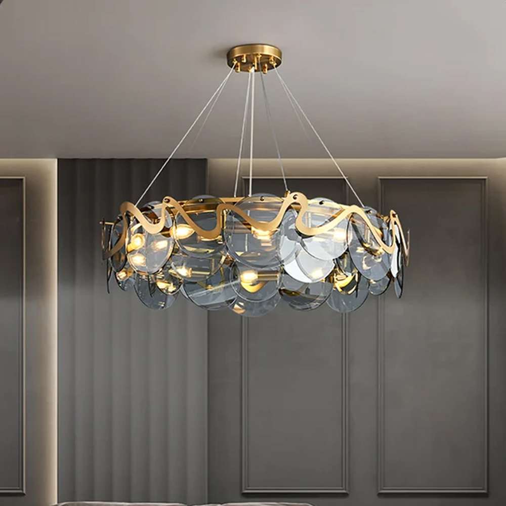 grey glass modern chandelier