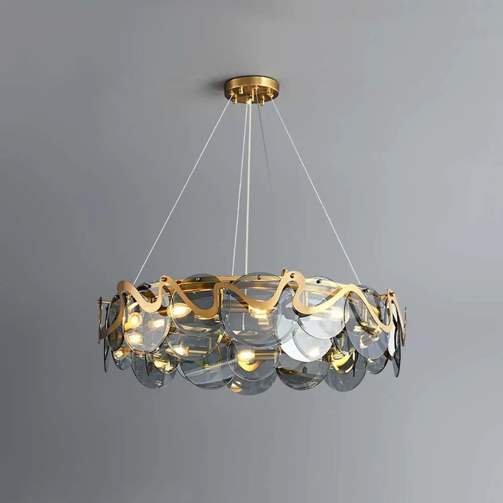 gray glass chandelier