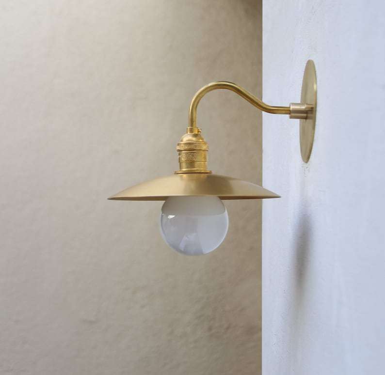solid brass wall sconce with brass shade