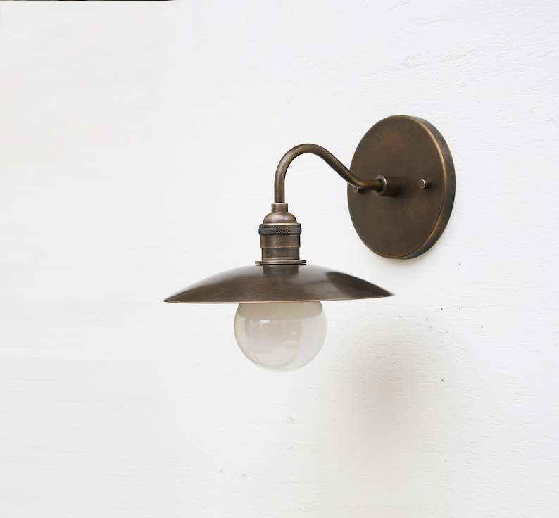 solid brass wall lamp with brass shade