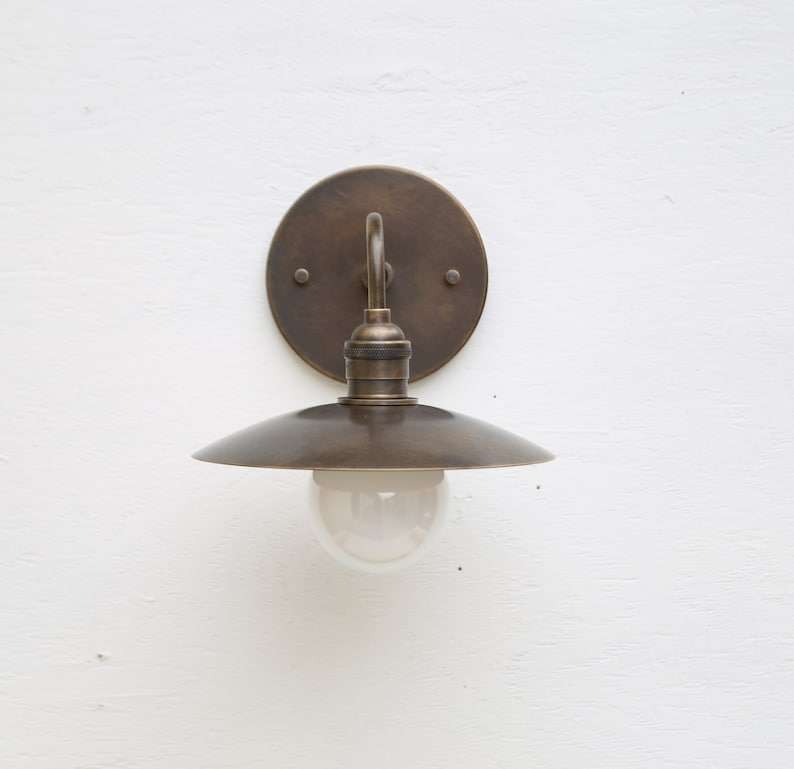 brass shade wall sconce