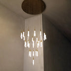solitaire raindrop round chandelier – modern crystal round lighting fixture