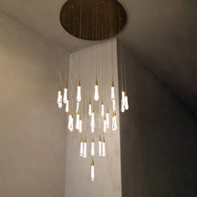 solitaire raindrop round chandelier – modern crystal round lighting fixture