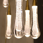 solitaire raindrop round chandelier – modern crystal round lighting fixture