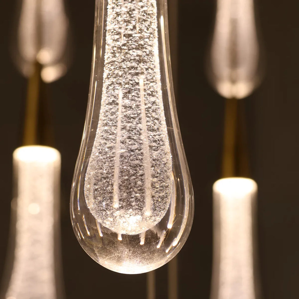 solitaire raindrop round chandelier – modern crystal round lighting fixture