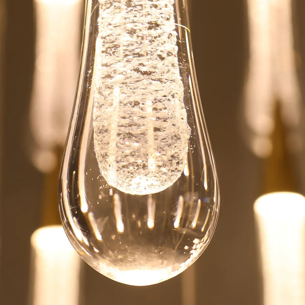 solitaire raindrop round chandelier – modern crystal round lighting fixture