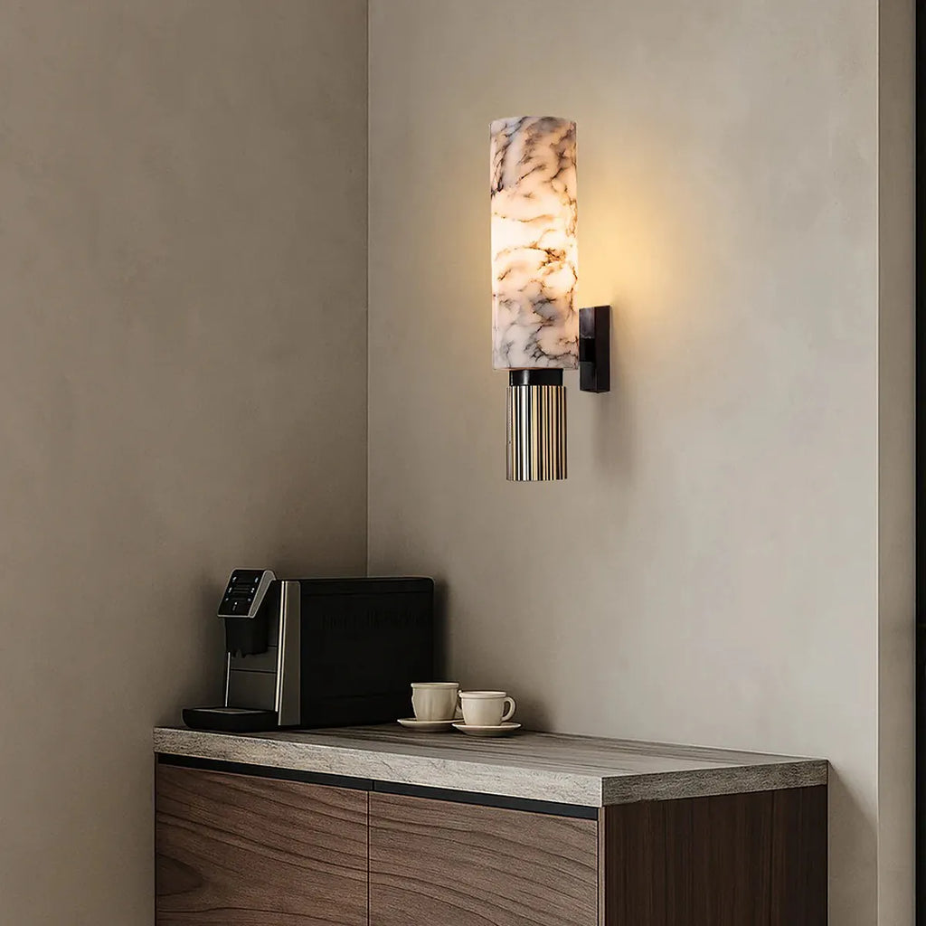 Spanish Alabaster Column Wall Light | Luxurious Decorative Accent for Homes - View 3