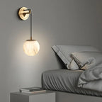 Spherical Alabaster Wall Lamp in Natural Brass | Refined Accent Lighting - View 2