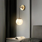 Spherical Alabaster Wall Lamp in Natural Brass | Refined Accent Lighting - View 4