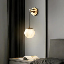 Spherical Alabaster Wall Lamp in Natural Brass | Refined Accent Lighting - View 4