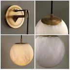 Spherical Alabaster Wall Lamp in Natural Brass | Refined Accent Lighting - View 5
