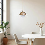 Modern Brass Chandelier – Spherical Glass Pendant for Kitchen Island