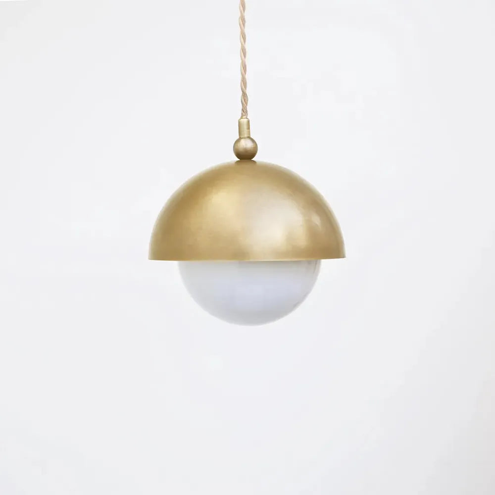 Modern Brass Chandelier – Spherical Glass Pendant for Kitchen Island