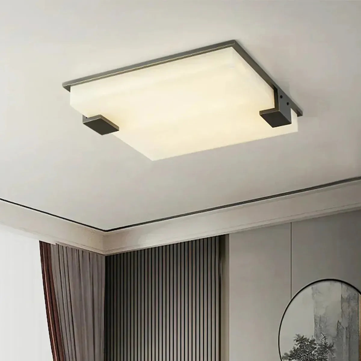 Square Alabaster Ceiling Lamp – Modern Decorative Lighting for Bedroom - View 3