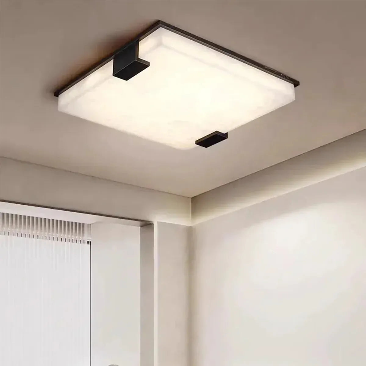 Square Alabaster Ceiling Lamp – Modern Decorative Lighting for Bedroom - View 4