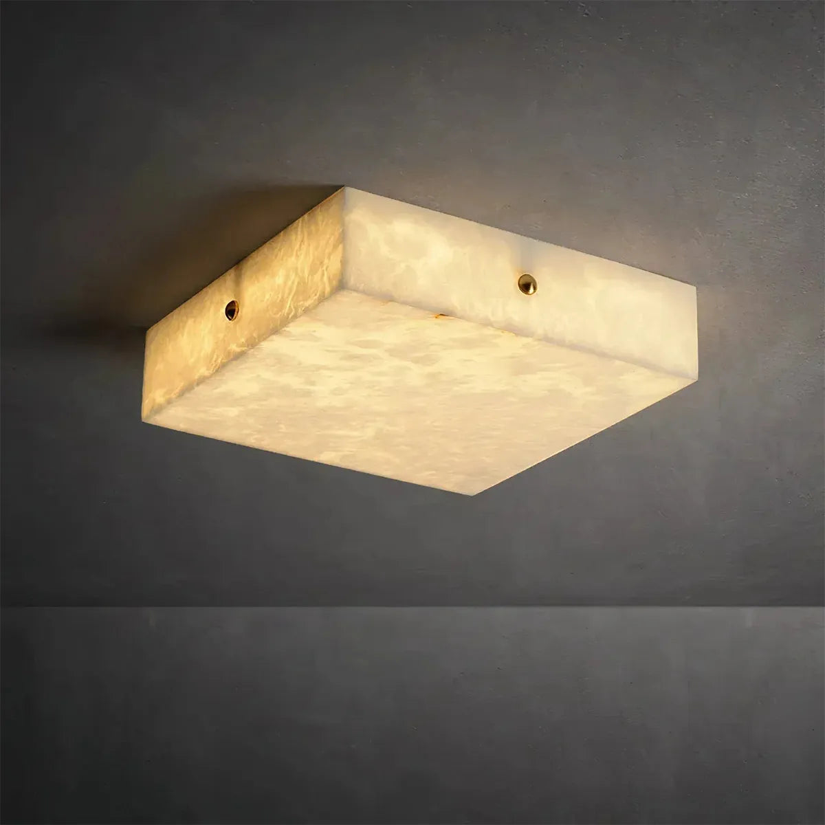 Square Alabaster Ceiling Light – Minimalist Indoor Lighting for Bedroom