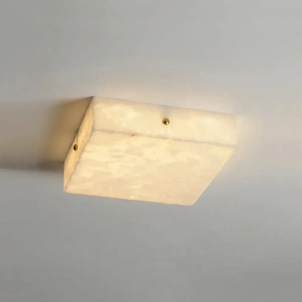 Square Alabaster Ceiling Light – Minimalist Indoor Lighting for Bedroom - View 6