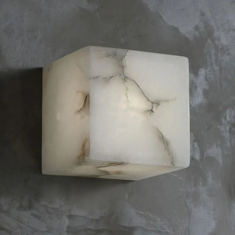 Square Alabaster Wall Sconce | Geometric Accent Lighting