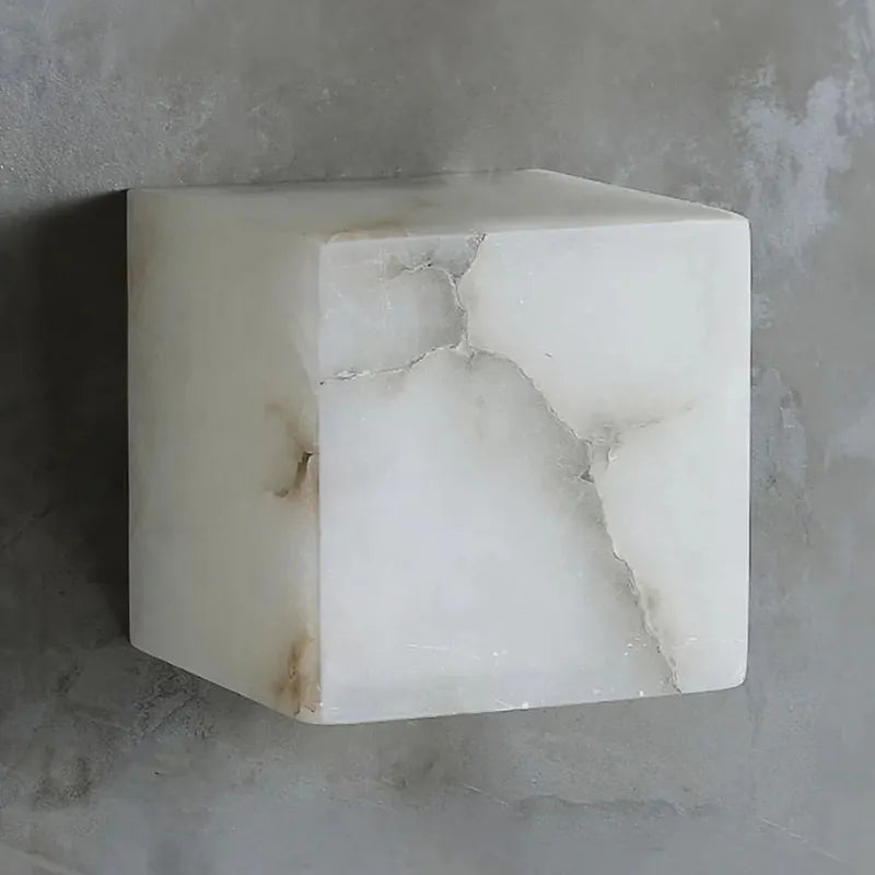 Square Alabaster Wall Sconce | Geometric Accent Lighting