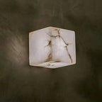 Square Alabaster Wall Sconce | Geometric Accent Lighting - View 2