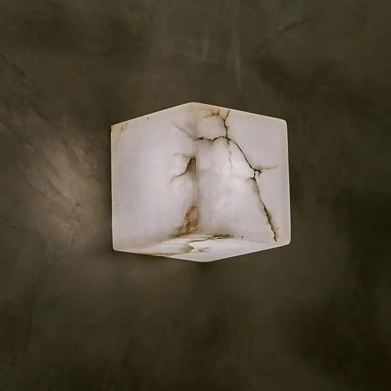 Square Alabaster Wall Sconce | Geometric Accent Lighting - View 2