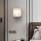 Square Alabaster Wall Sconce | Geometric Accent Lighting - View 4