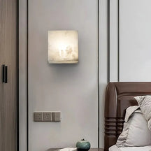 Square Alabaster Wall Sconce | Geometric Accent Lighting - View 4