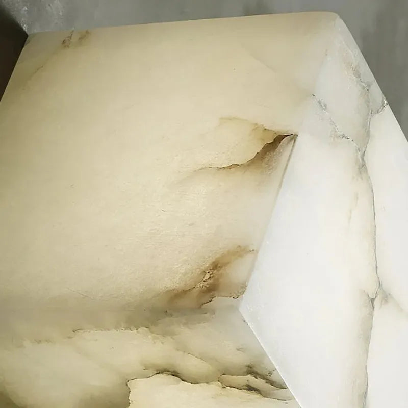 Square Alabaster Wall Sconce | Geometric Accent Lighting - View 6