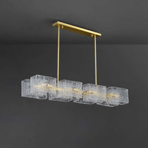lights hanging over island