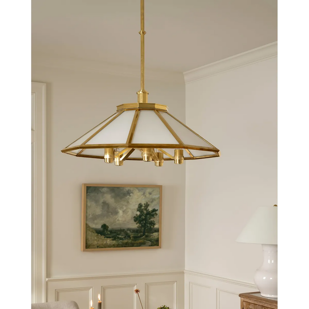Knightley Ceiling Chandelier Regency English multi-arm ceiling light with warm chivalric glow in classic dining room interior
