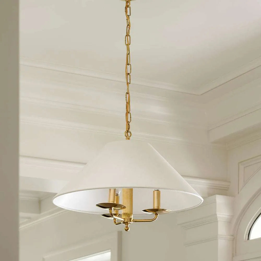 Townes Pendant rustic barn-style hanging light with aged metal shade and warm broad downlight over farmhouse kitchen island