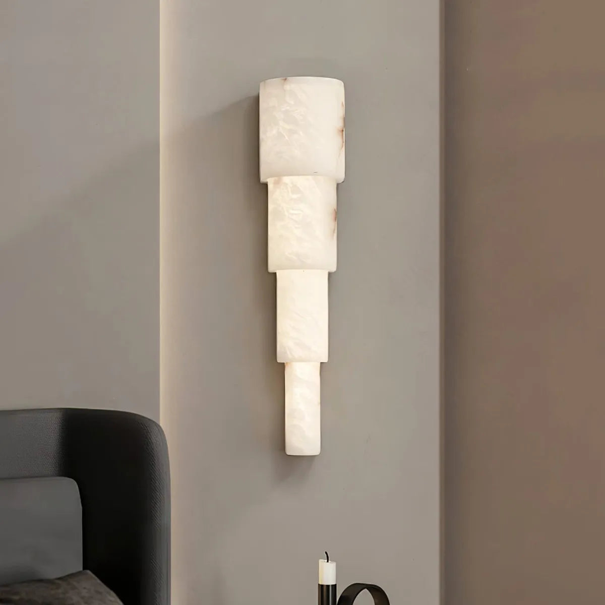 Tiered Alabaster Wall Lamp – Modern Glow Fixture with Refined Vertical Light - View 3