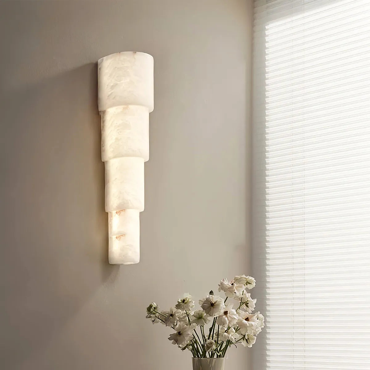Tiered Alabaster Wall Lamp – Modern Glow Fixture with Refined Vertical Light - View 4
