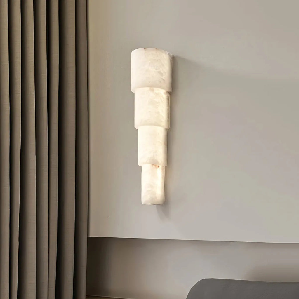 Tiered Alabaster Wall Lamp – Modern Glow Fixture with Refined Vertical Light - View 5