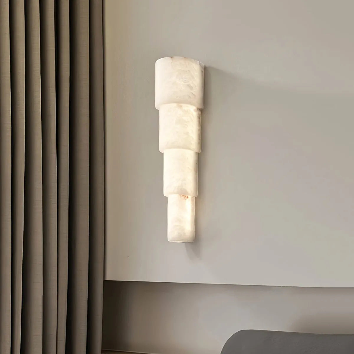 Tiered Alabaster Wall Lamp – Modern Glow Fixture with Refined Vertical Light - View 5
