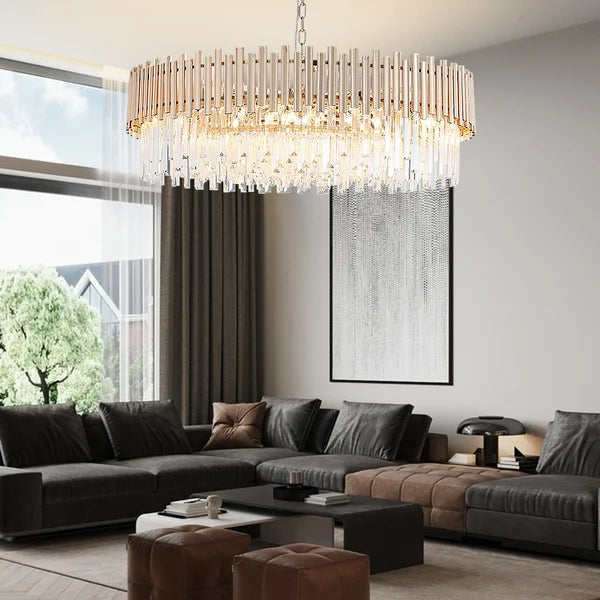 tiered crystal chandelier