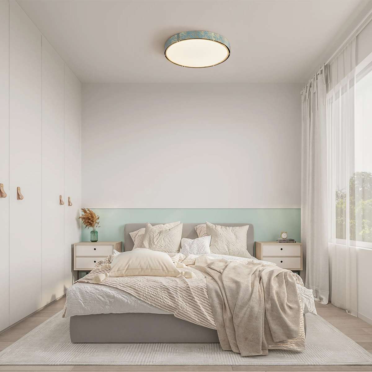 blue brass ceiling light