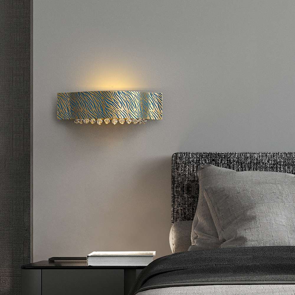 blue and brass wall light
