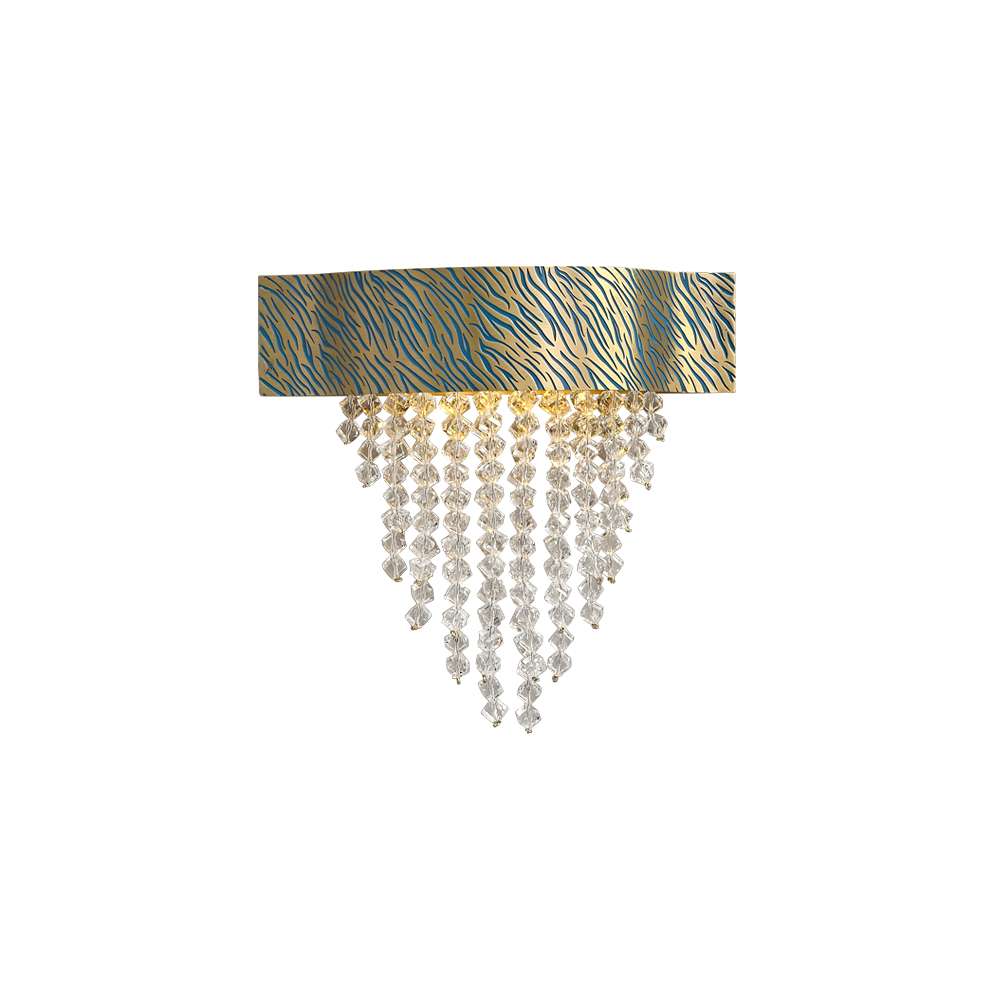 brass and blue sconce