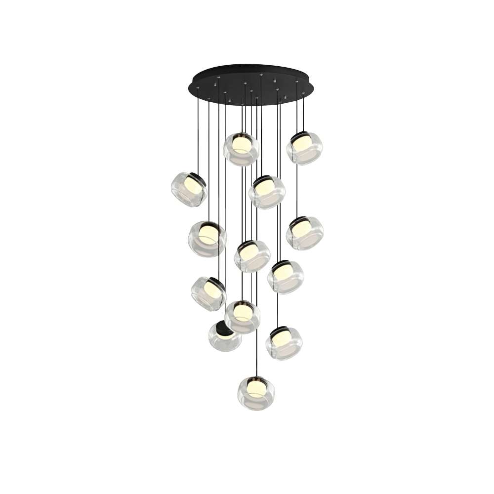 Trufa Suspension Lamp – Transparent Handmade Glass Pendant with Alabaster - View 9