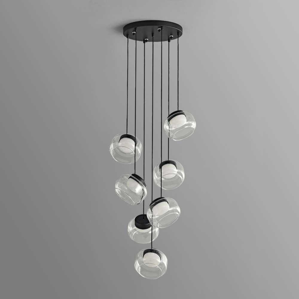 Trufa Suspension Lamp – Transparent Handmade Glass Pendant with Alabaster