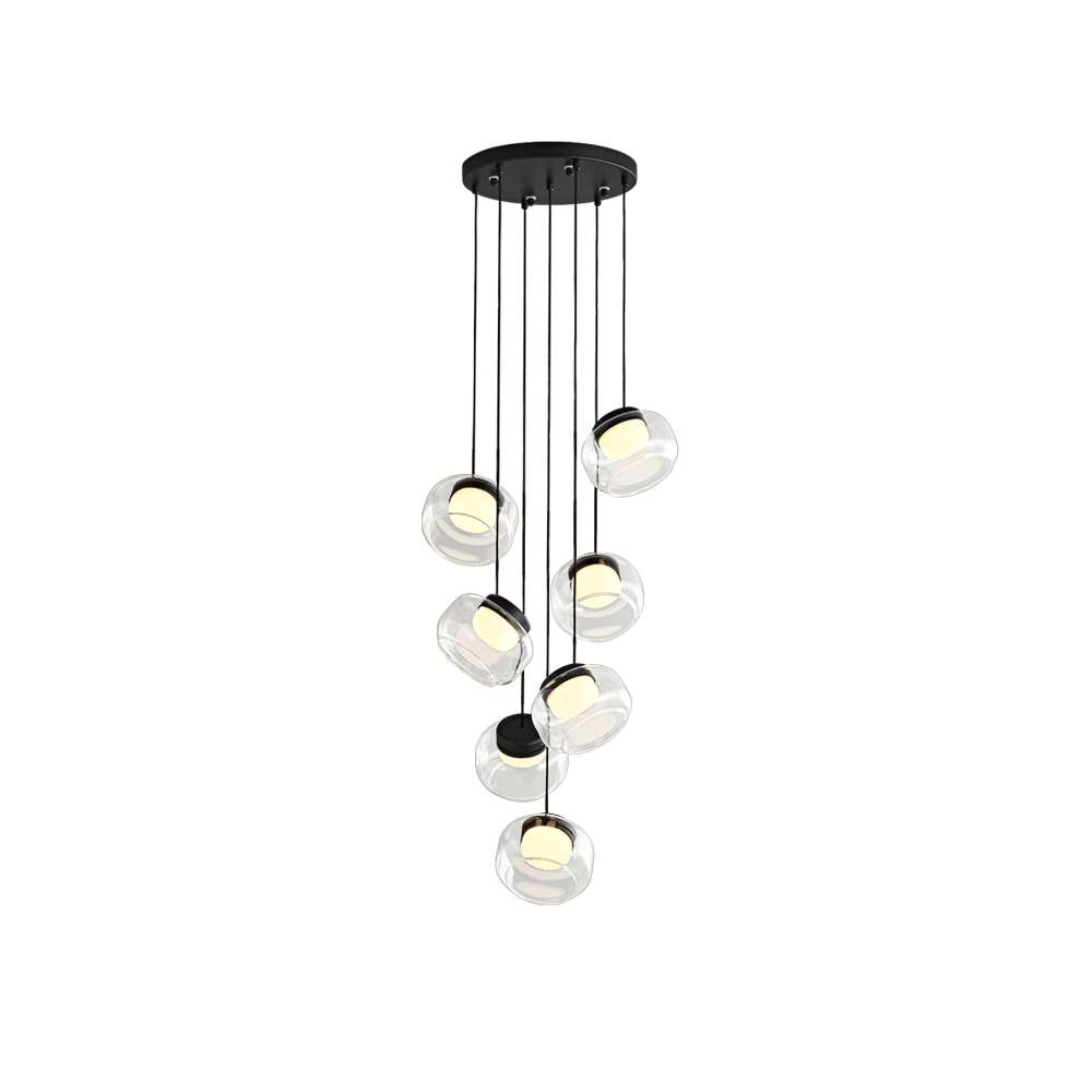 Trufa Suspension Lamp – Transparent Handmade Glass Pendant with Alabaster - View 8