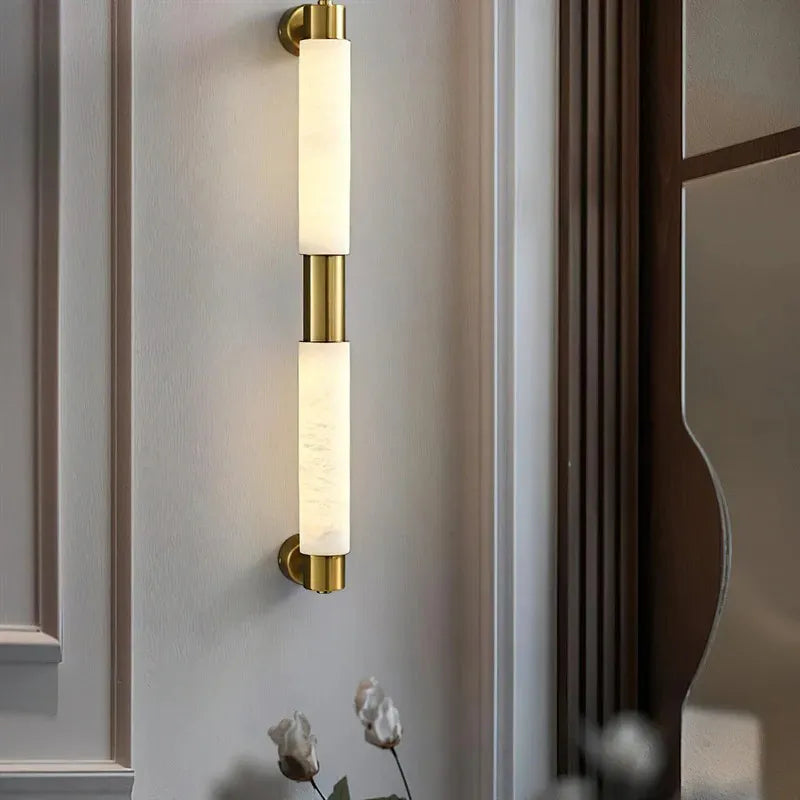 Tube Alabaster Wall Lamp | Modern Minimalist Cylinder Wall Sconce - View 3