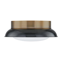 Two-Light Glossy Shade and Brass Flush Mount Ceiling Light