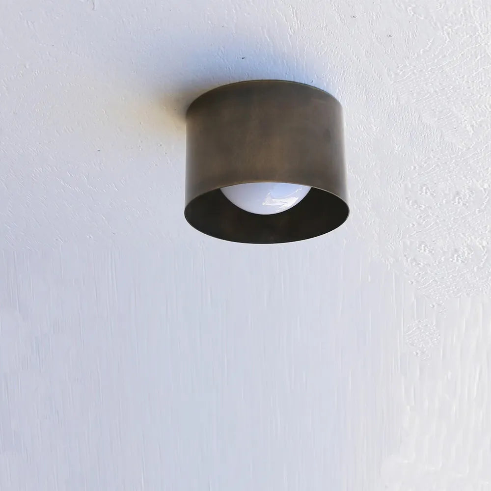 Vintage Brass Ceiling Spotlight, Simple Milky Glass Shade - View 3