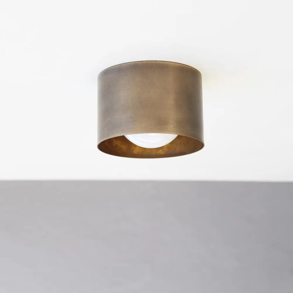 Vintage Brass Ceiling Spotlight, Simple Milky Glass Shade - View 5