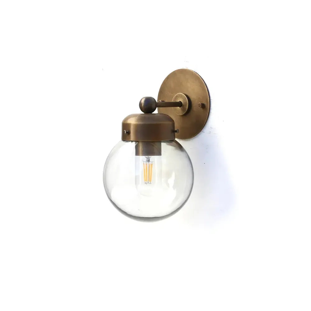 Vintage Industrial Wall Lamp with Clear Glass Ball Shade - View 2