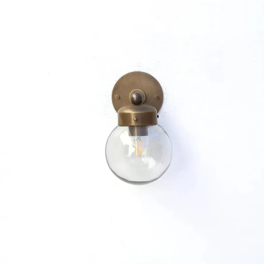 Vintage Industrial Wall Lamp with Clear Glass Ball Shade - View 3