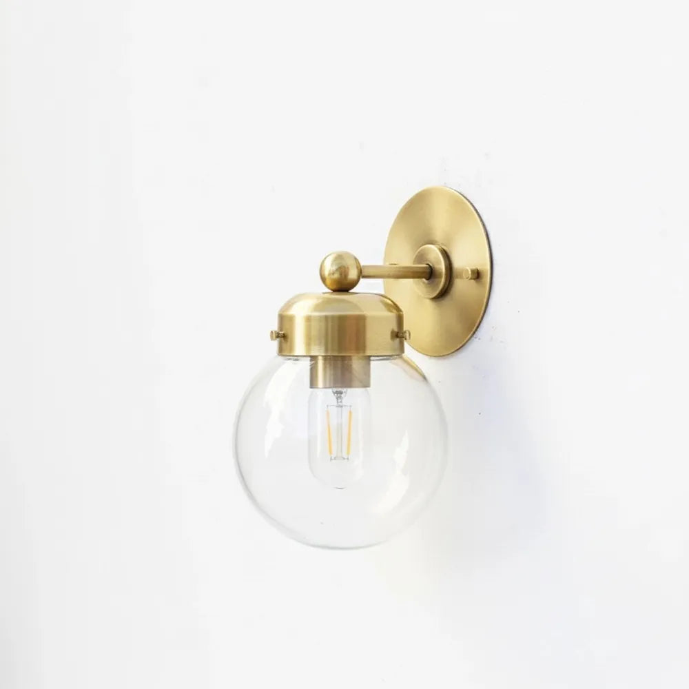Vintage Industrial Wall Lamp with Clear Glass Ball Shade